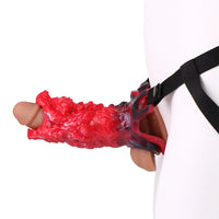 5.62in Hollow Dildo Built-in Keel Vibration Remote Strapon Animal Cock Sleeve