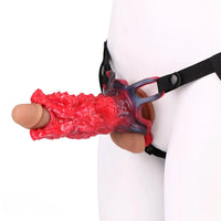 5.62in Hollow Dildo Built-in Keel Vibration Remote Strapon Animal Cock Sleeve