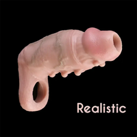 5.62in Realistic Beaded Penis Sleeve Flexible Hollow Ribbed Dildo