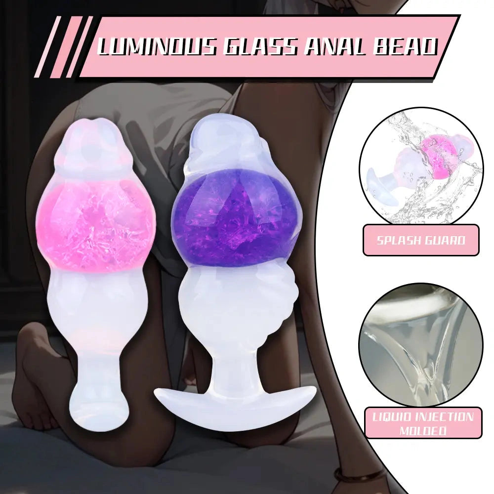 5.63in Luminous Silicone Anal Beads Dildo Anal Sex Toy With Anchor