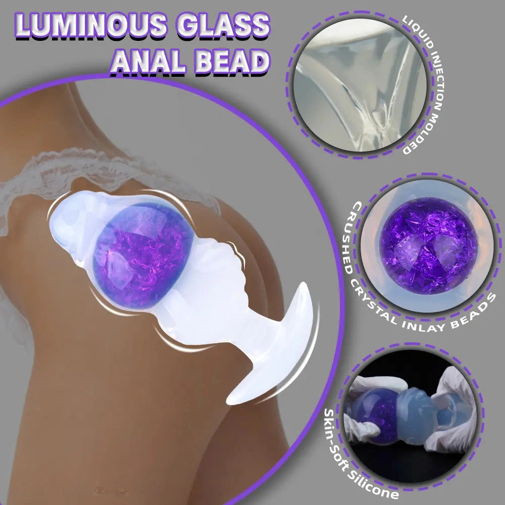 5.63in Luminous Silicone Anal Beads Dildo Anal Sex Toy With Anchor