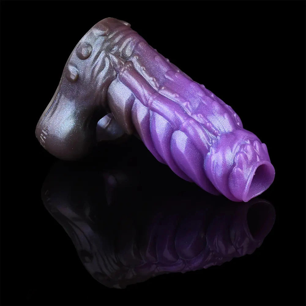 5.66in Dragon Spiked Beast Creature Fantasy Hollow Silicone Dildo Sleeve