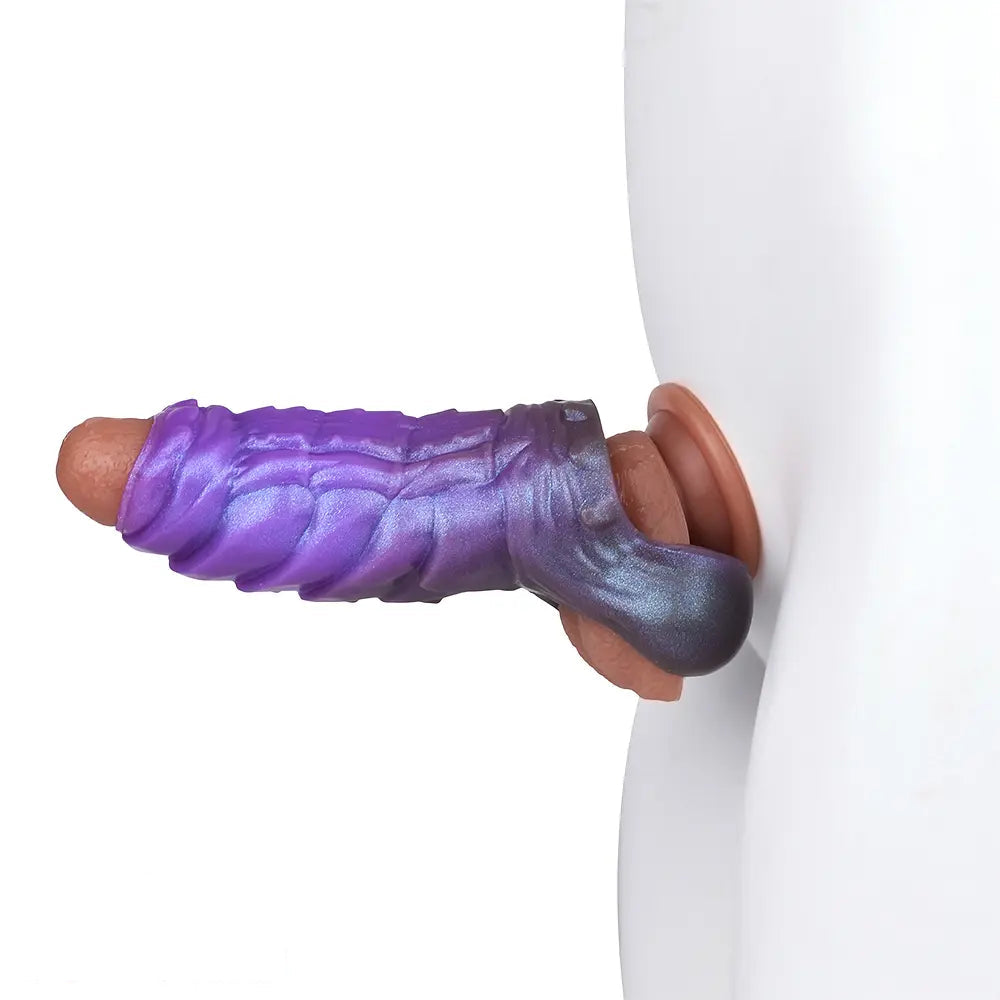 5.66in Dragon Spiked Beast Creature Fantasy Hollow Silicone Dildo Sleeve