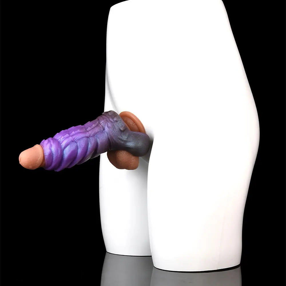 5.66in Dragon Spiked Beast Creature Fantasy Hollow Silicone Dildo Sleeve