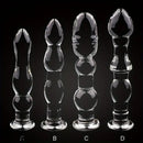 5.71in 6.3in 6.38in Glass Beads Clear Dildo For G-spot Vaginal Anal Play