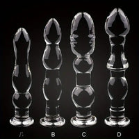5.71in 6.3in 6.38in Glass Beads Clear Dildo For G-spot Vaginal Anal Play