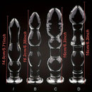 5.71in 6.3in 6.38in Glass Beads Clear Dildo For G-spot Vaginal Anal Play