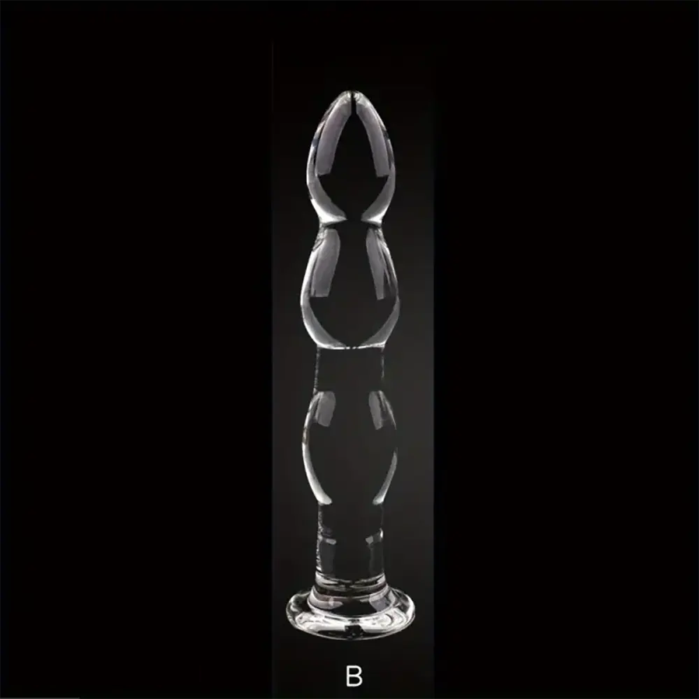 5.71in 6.3in 6.38in Glass Beads Clear Dildo For G-spot Vaginal Anal Play