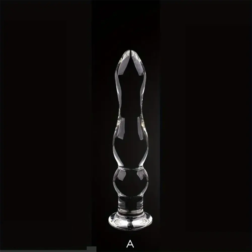 5.71in 6.3in 6.38in Glass Beads Clear Dildo For G-spot Vaginal Anal Play