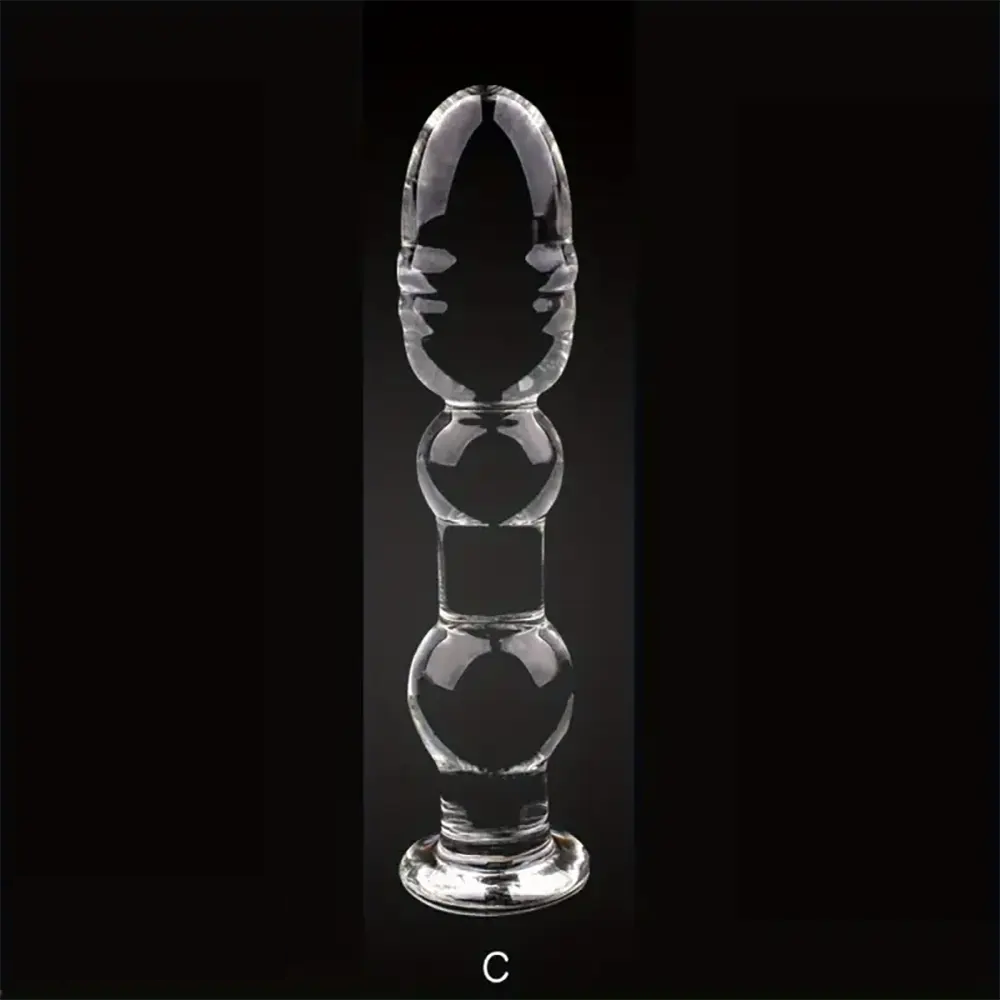 5.71in 6.3in 6.38in Glass Beads Clear Dildo For G-spot Vaginal Anal Play