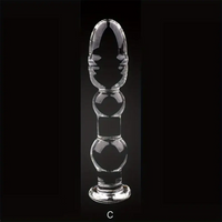 5.71in 6.3in 6.38in Glass Beads Clear Dildo For G-spot Vaginal Anal Play