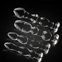 5.71in 6.3in 6.38in Glass Beads Clear Dildo For G-spot Vaginal Anal Play
