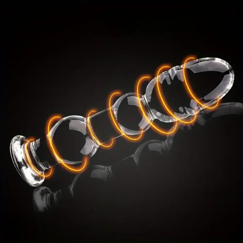 5.71in 6.3in 6.38in Glass Beads Clear Dildo For G-spot Vaginal Anal Play