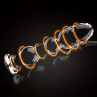5.71in 6.3in 6.38in Glass Beads Clear Dildo For G-spot Vaginal Anal Play