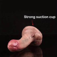 5.71in Curved Ultra Simulation Real Silicone Dildo With Pubic Hair