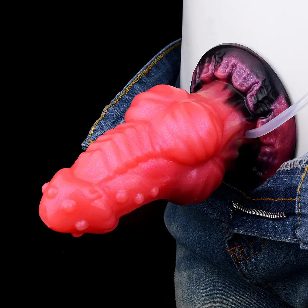 5.71in Fantasy Knot Spiked Silicone Soft Inflatable Spraying Water Dildo