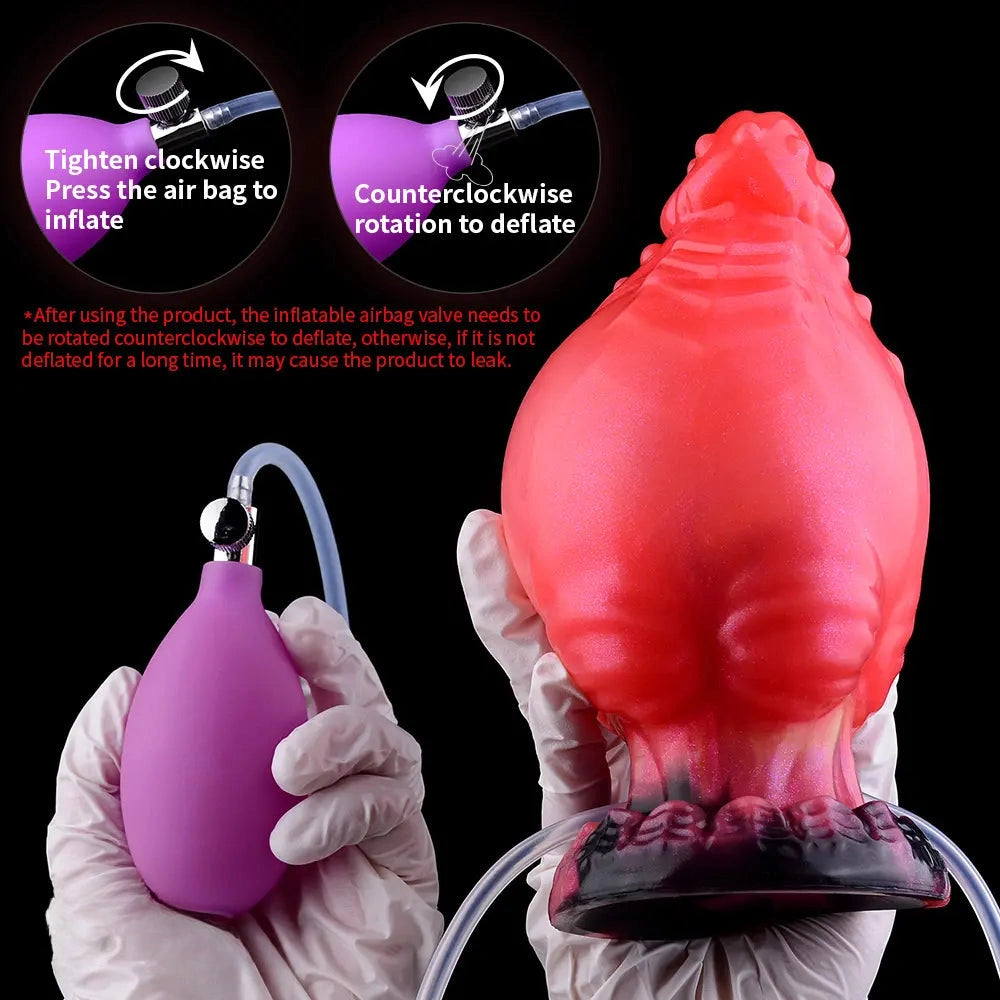 5.71in Fantasy Knot Spiked Silicone Soft Inflatable Spraying Water Dildo