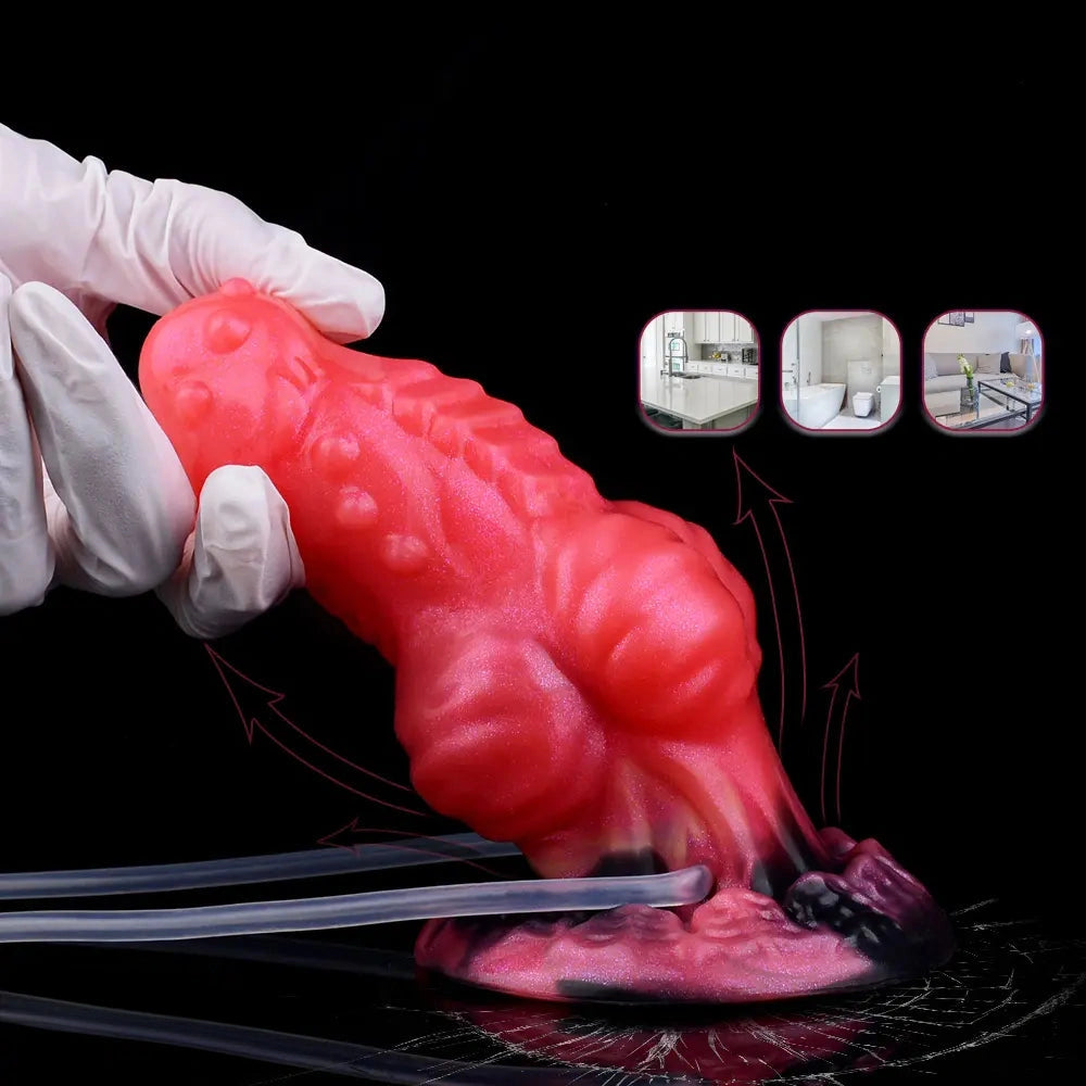 5.71in Fantasy Knot Spiked Silicone Soft Inflatable Spraying Water Dildo