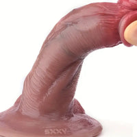5.71in Silicone Curved Realistic Suction Cup Dildo With Blue Veins