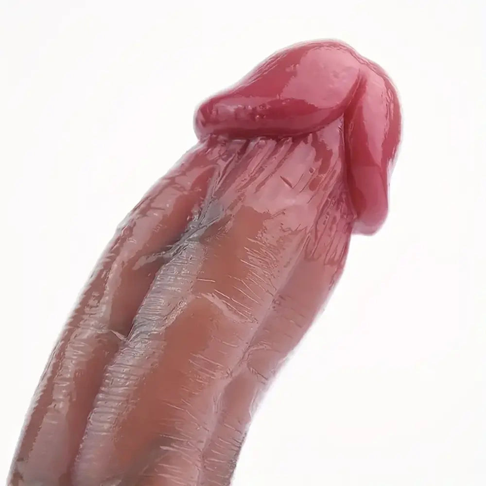 5.71in Silicone Curved Realistic Suction Cup Dildo With Blue Veins