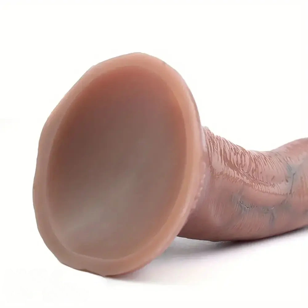5.71in Silicone Curved Realistic Suction Cup Dildo With Blue Veins