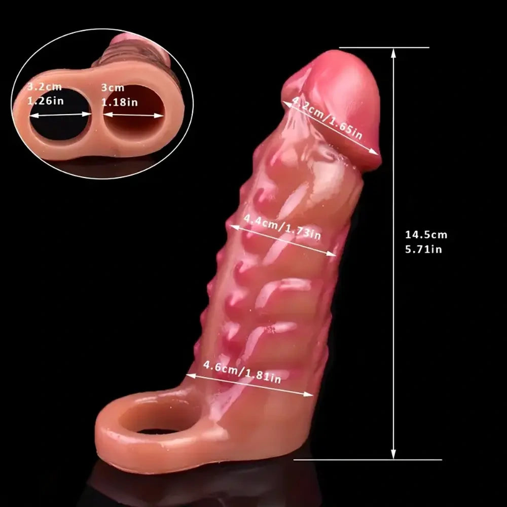 5.71in Silicone Soft Penis Sleeve Spiked Dildo For Anal G-spot Sex Toy