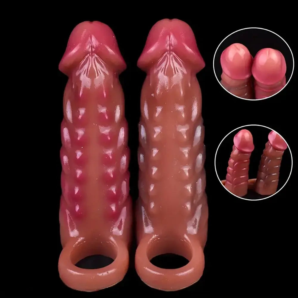 5.71in Silicone Soft Penis Sleeve Spiked Dildo For Anal G-spot Sex Toy
