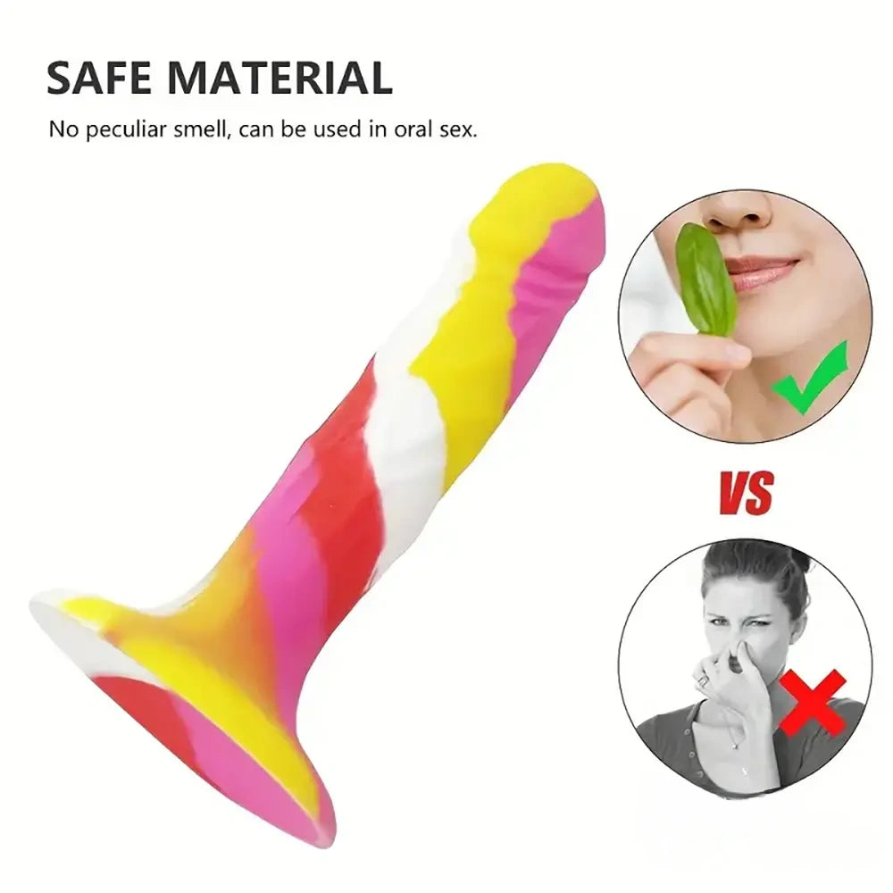 5.71in Silicone Soft Rainbow Cock Dildo For Increased Stimulation