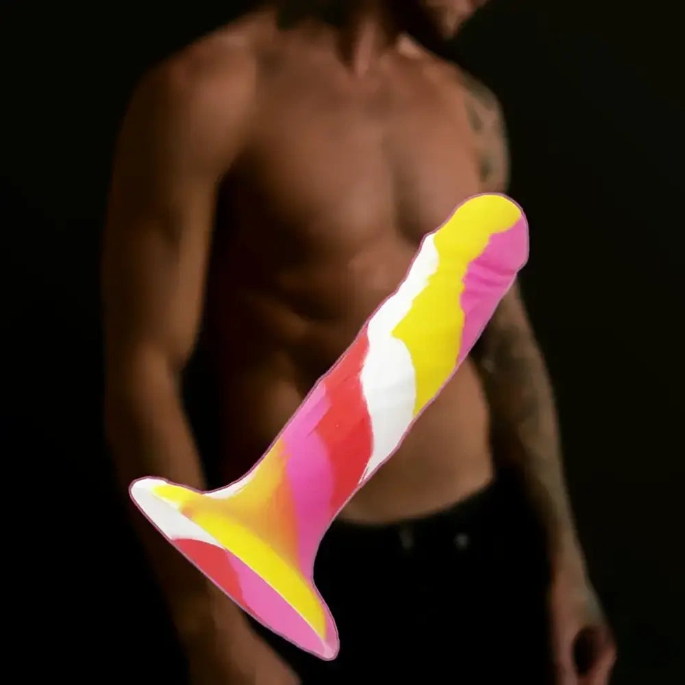 5.71in Silicone Soft Rainbow Cock Dildo For Increased Stimulation