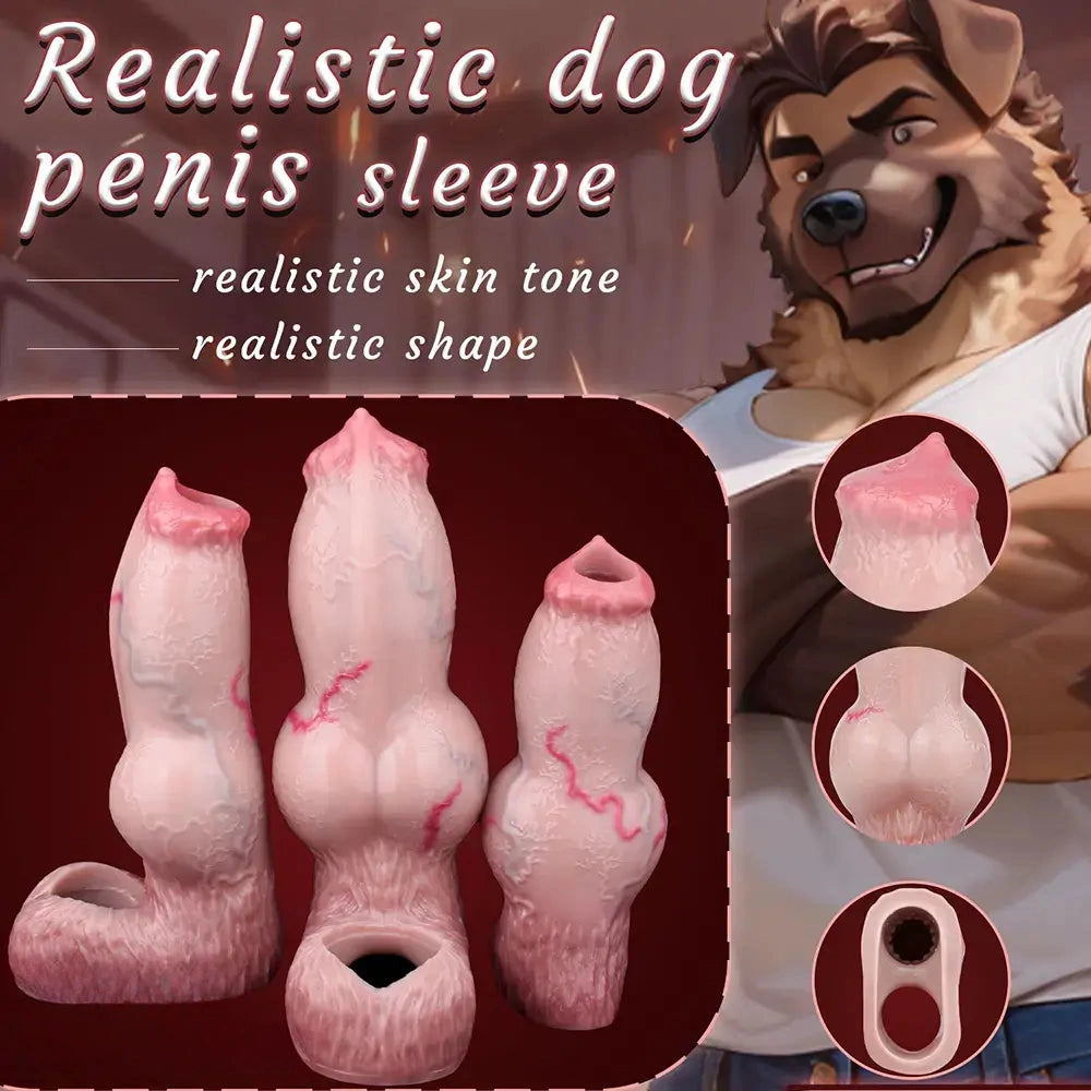 5.74in 6.53in 7.16in Realistic Dog Dildo Sleeve Enhance Intimate Moments