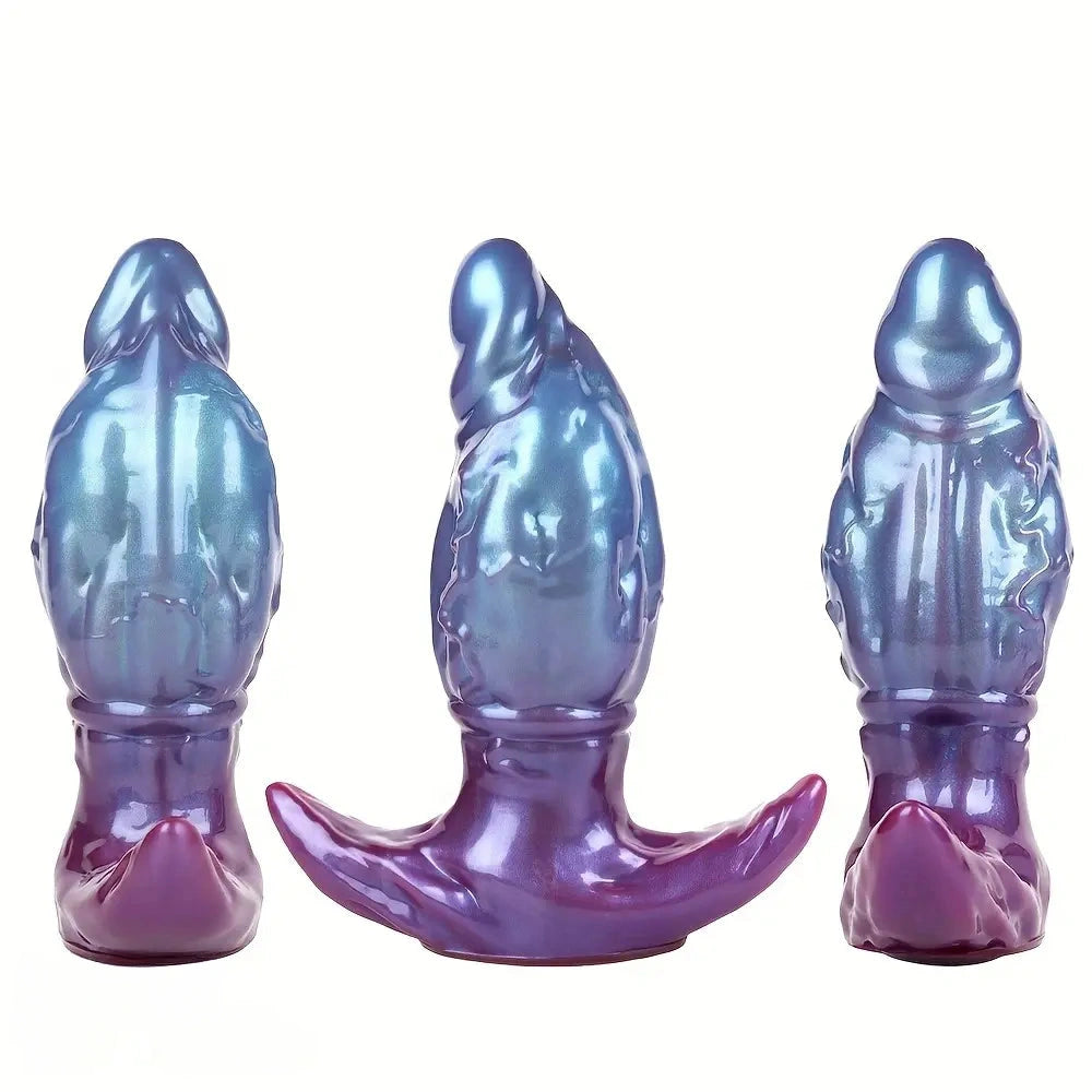 5.74in 6.92in 8.14in Soft Silicone Anal Plug Iridescent Blue Sexy Simulated Dildo