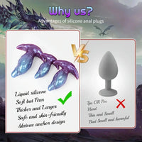 5.74in 6.92in 8.14in Soft Silicone Anal Plug Iridescent Blue Sexy Simulated Dildo