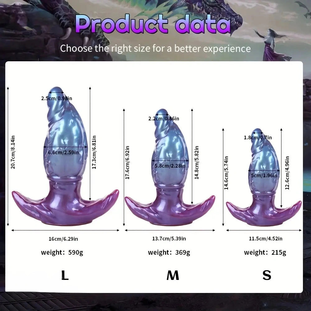 5.74in 6.92in 8.14in Soft Silicone Anal Plug Iridescent Blue Sexy Simulated Dildo