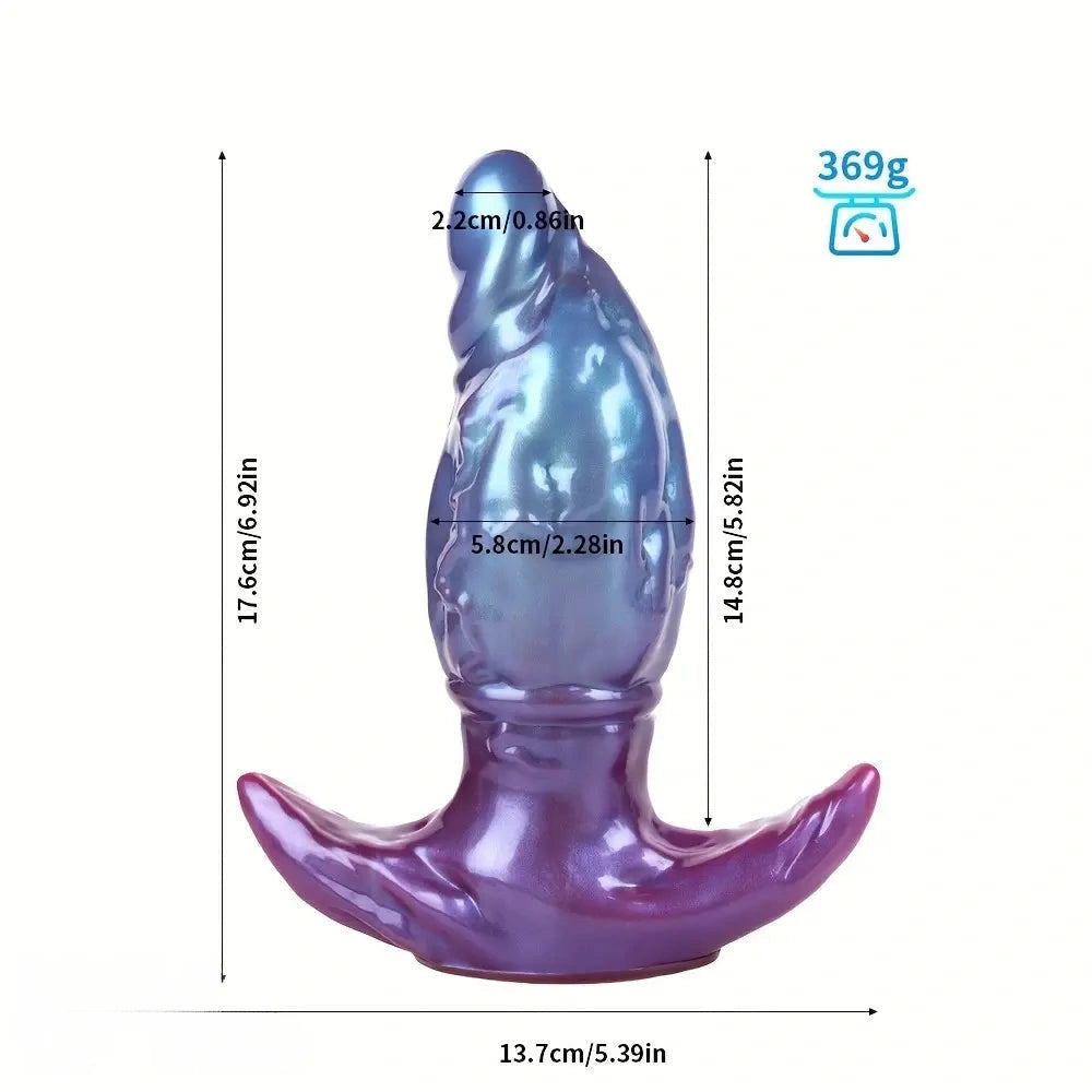 5.74in 6.92in 8.14in Soft Silicone Anal Plug Iridescent Blue Sexy Simulated Dildo