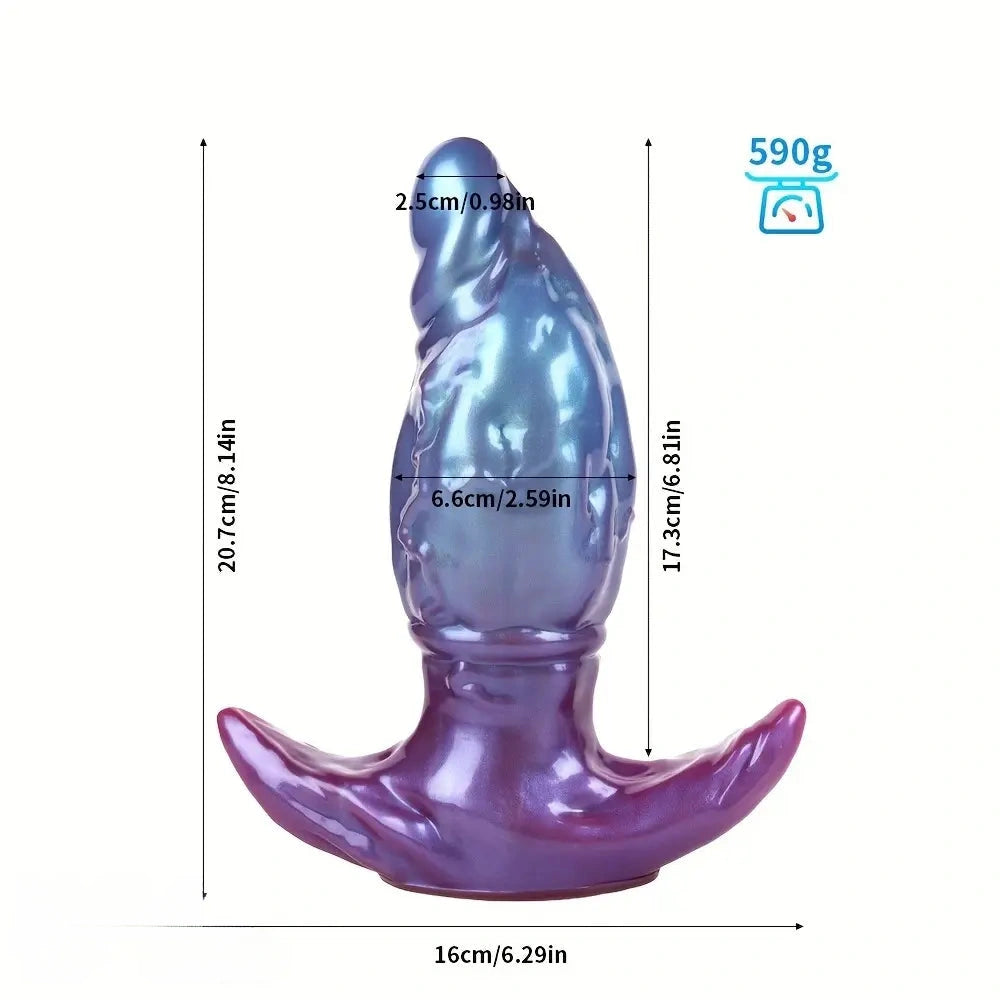 5.74in 6.92in 8.14in Soft Silicone Anal Plug Iridescent Blue Sexy Simulated Dildo