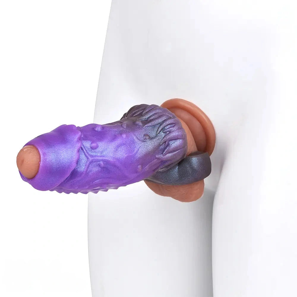 5.78in Beast Creature Fantasy Hollow Dildo Sleeve For Penis Enlargement