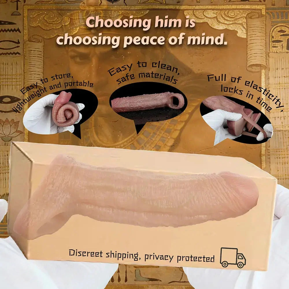 5.78in Real Skin Silicone Cock Sleeve Dildo Penis Sex Toy For Men Women