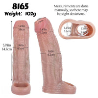 5.78in Real Skin Silicone Cock Sleeve Dildo Penis Sex Toy For Men Women
