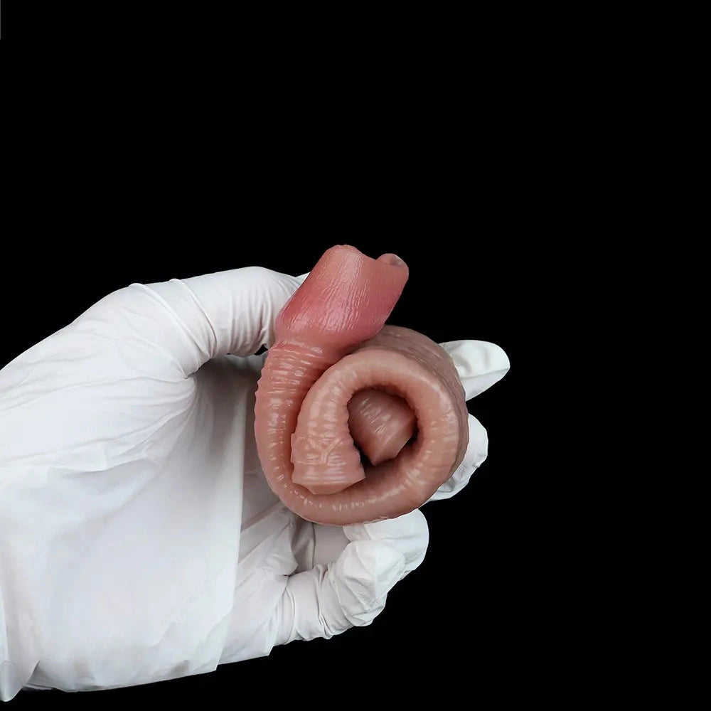 5.78in Real Skin Silicone Cock Sleeve Dildo Penis Sex Toy For Men Women