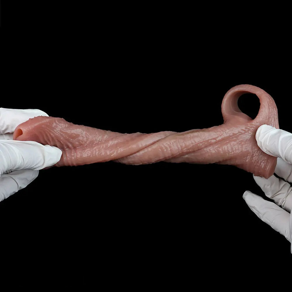 5.78in Real Skin Silicone Cock Sleeve Dildo Penis Sex Toy For Men Women
