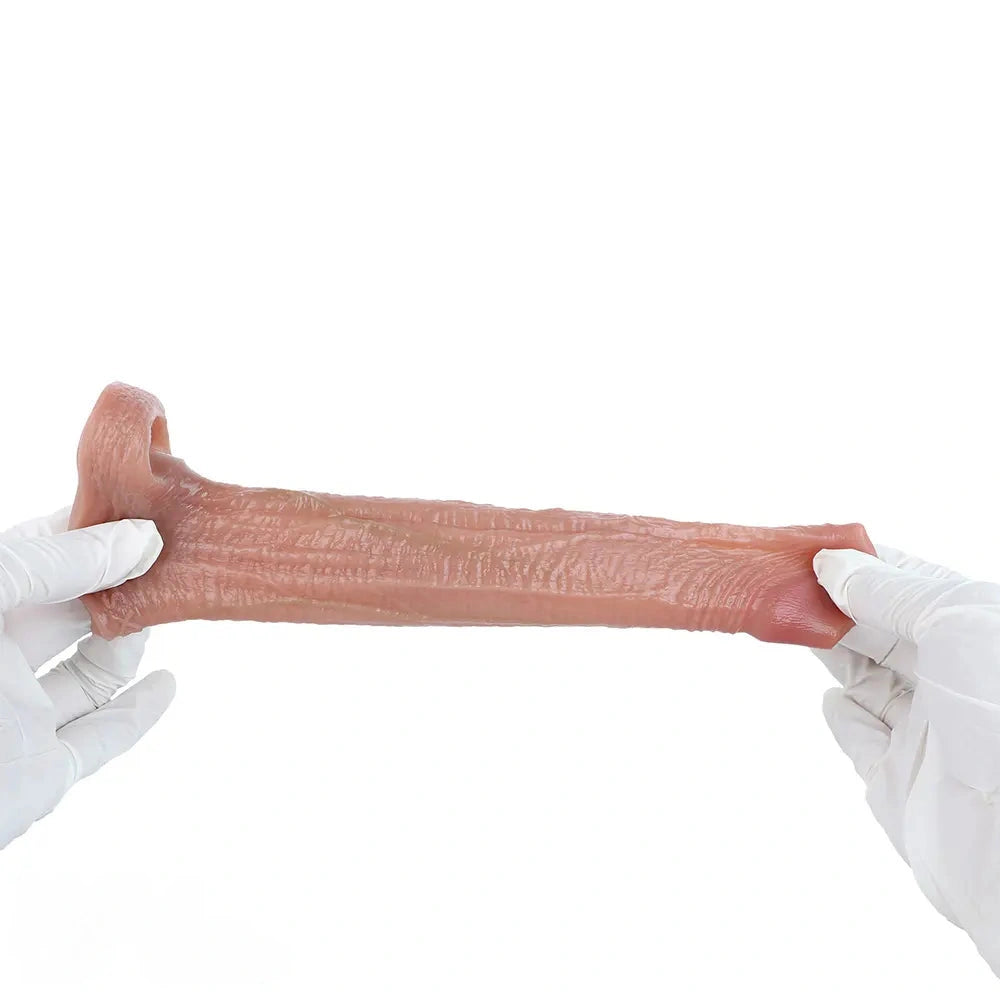 5.78in Real Skin Silicone Cock Sleeve Dildo Penis Sex Toy For Men Women