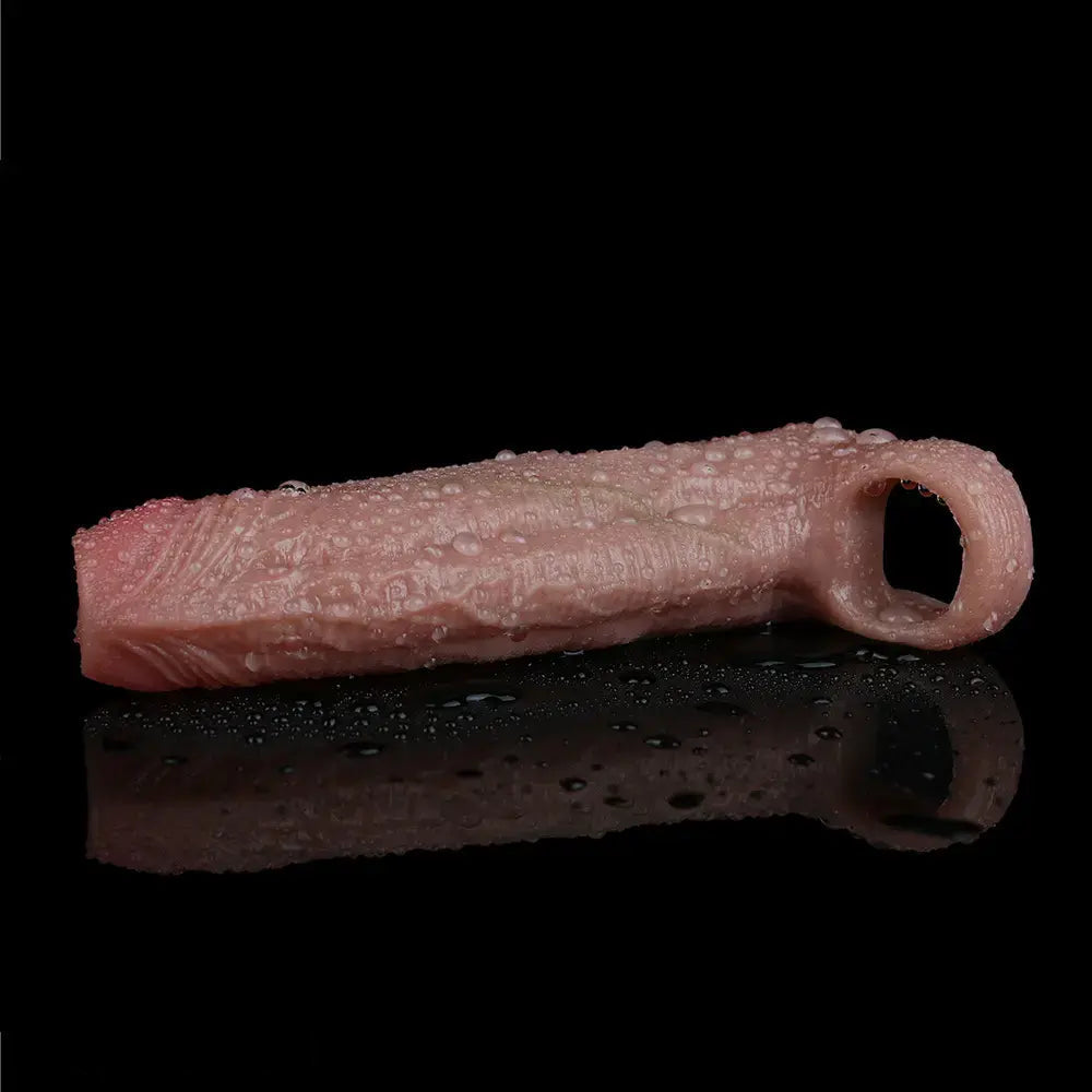 5.78in Real Skin Silicone Cock Sleeve Dildo Penis Sex Toy For Men Women