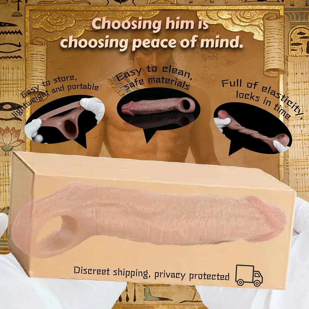 5.78in Realistic Feeling Silicone Soft Penis Sleeve Dildo For Enlargement Toy