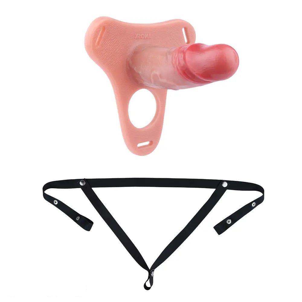 5.78in Strap on Realistic Hollow Silicone Cock Cage Dildo For Chastity Cock