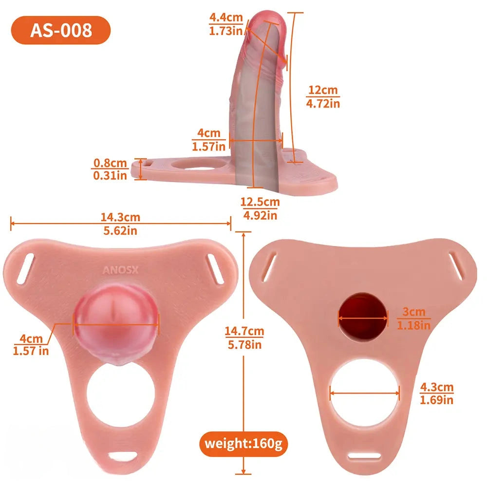 5.78in Strap on Realistic Hollow Silicone Cock Cage Dildo For Chastity Cock