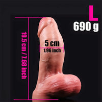 5.7in 7.68in 9.45in Three Sizes Thickened Liquid Silicone Real Uncut Dildo