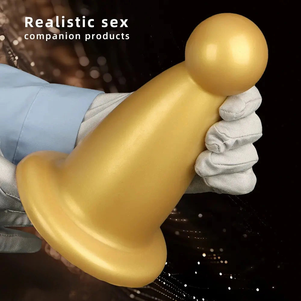 5.7in 7.87in Golden Silicone Soft Thick Butt Plug Dildo For Women Sexual