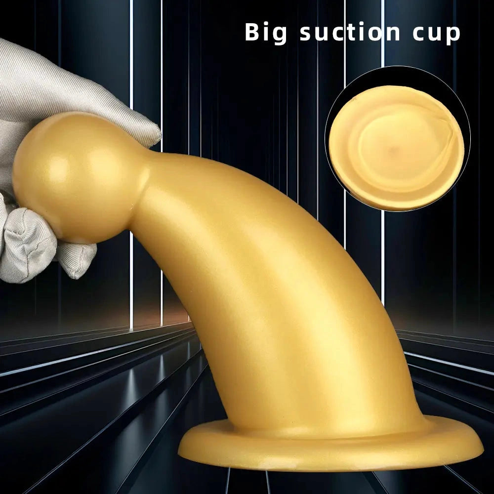 5.7in 7.87in Golden Silicone Soft Thick Butt Plug Dildo For Women Sexual