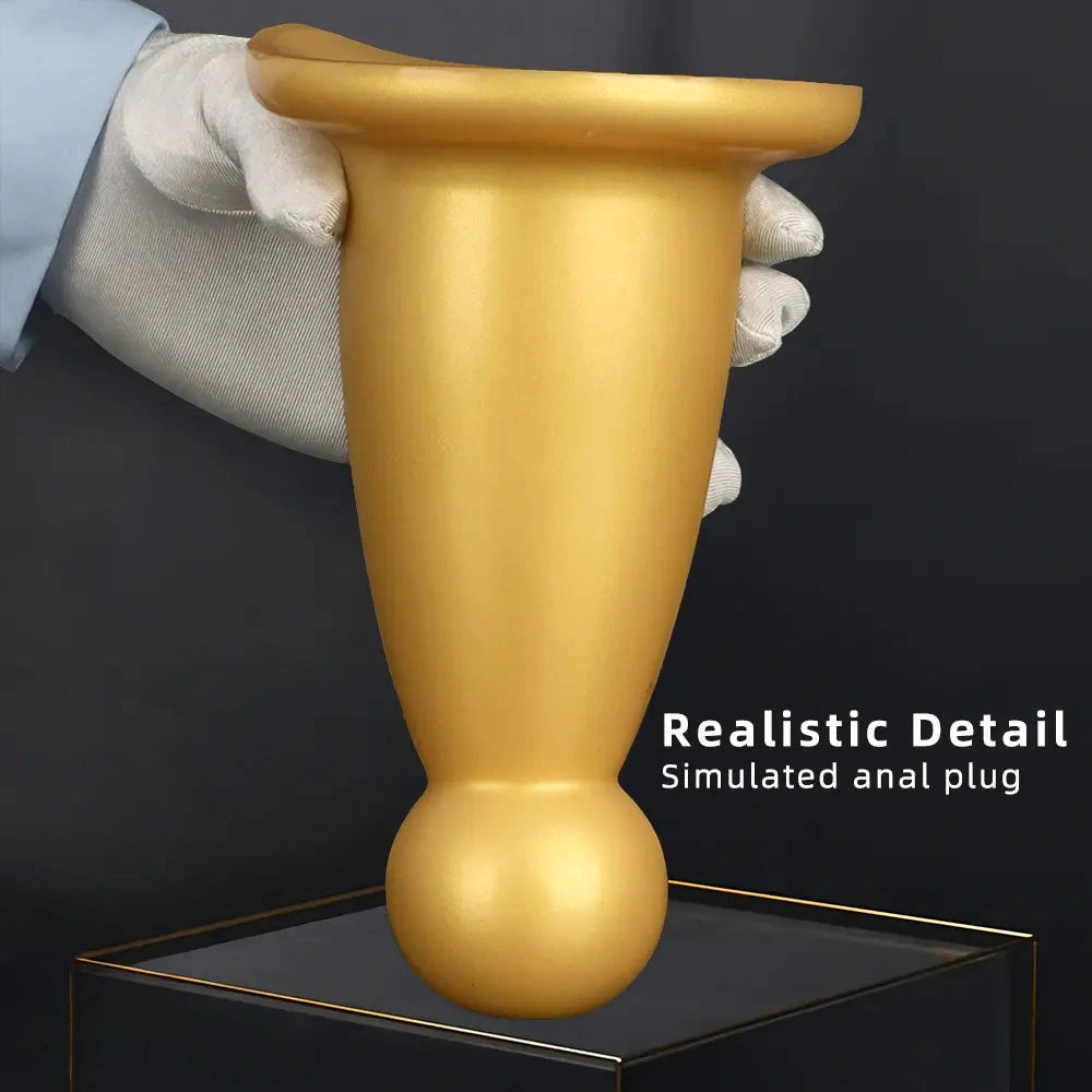 5.7in 7.87in Golden Silicone Soft Thick Butt Plug Dildo For Women Sexual