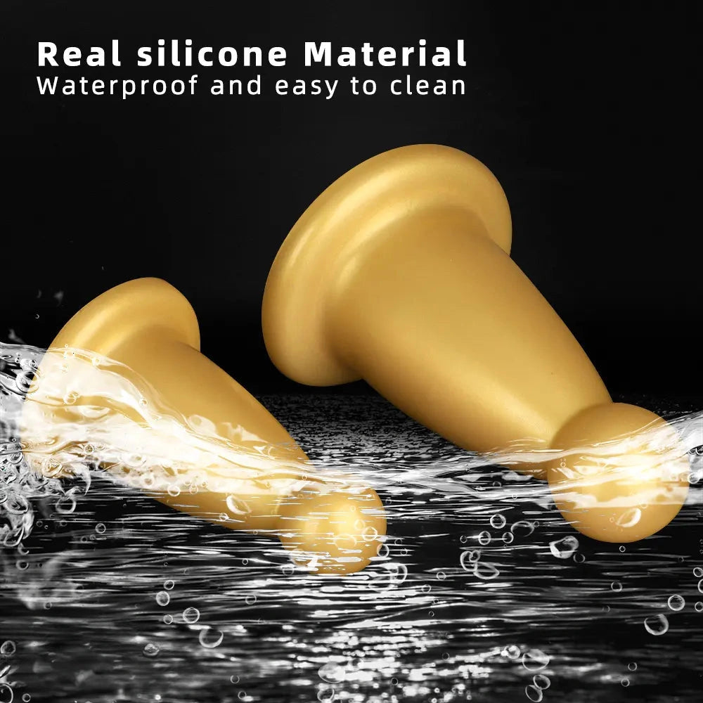 5.7in 7.87in Golden Silicone Soft Thick Butt Plug Dildo For Women Sexual